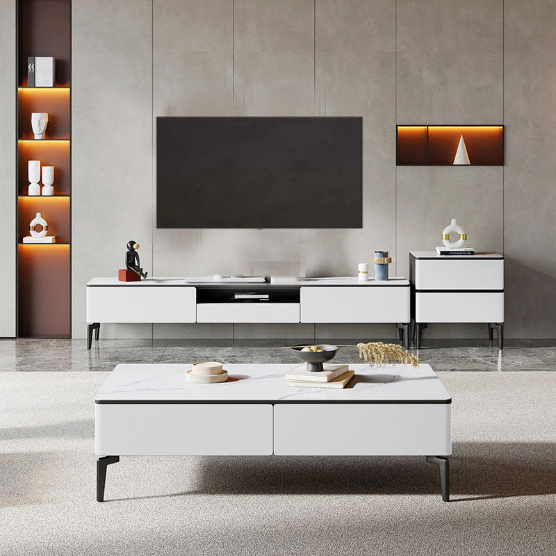 Open Storage TV Media Console Glam Media Console with Drawers