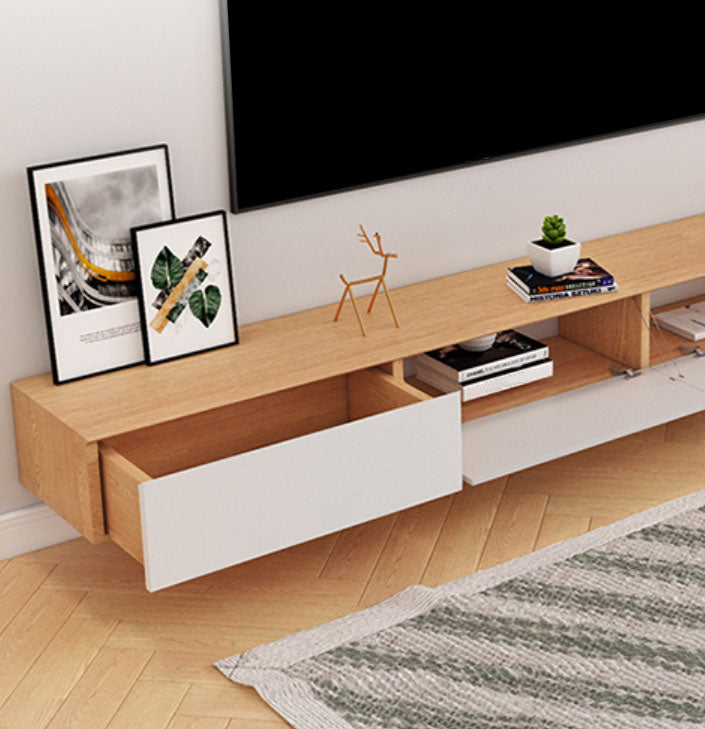 Faux Wood TV Console Contemporary Wall-mounted Media Console