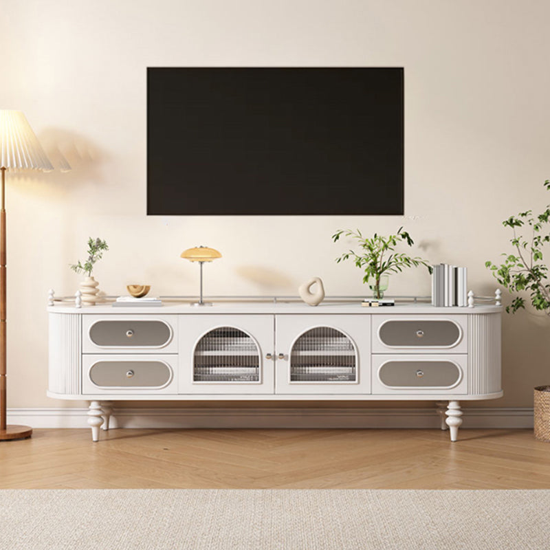 Solid Wood TV Stand Console Traditional Media Console TV Stand with Drawers