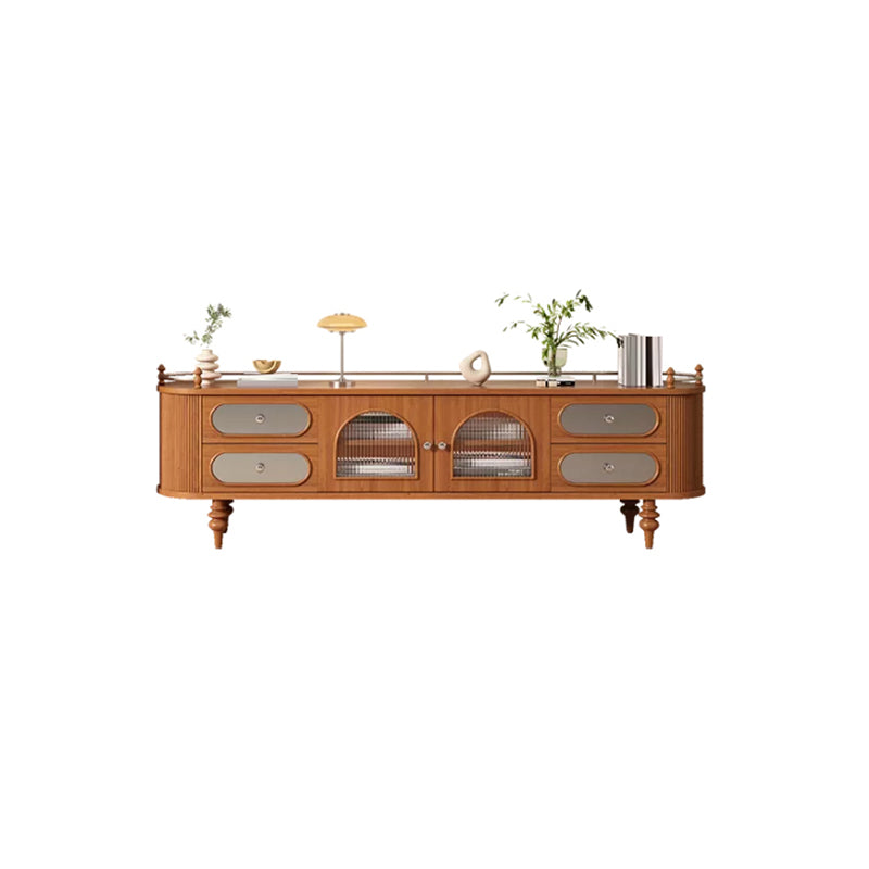 Solid Wood TV Stand Console Traditional Media Console TV Stand with Drawers