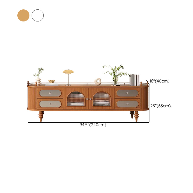 Solid Wood TV Stand Console Traditional Media Console TV Stand with Drawers