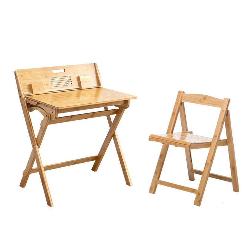 Natural Writing Desk in Solid Wood Foldable Student Table & Chair