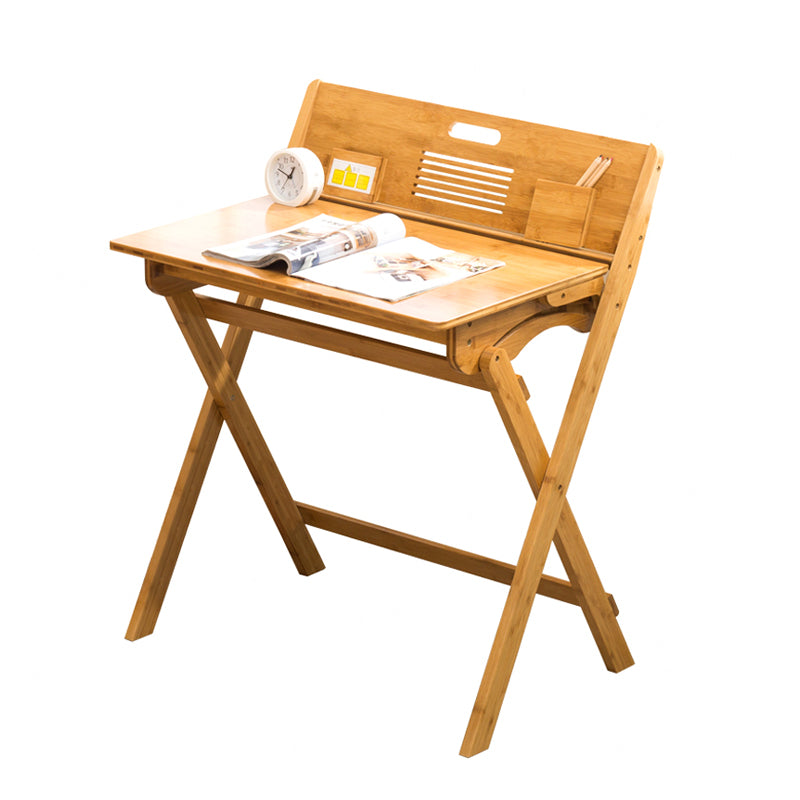 Student Table with with Kids Hutch in Natural Bamboo Foldable Desk