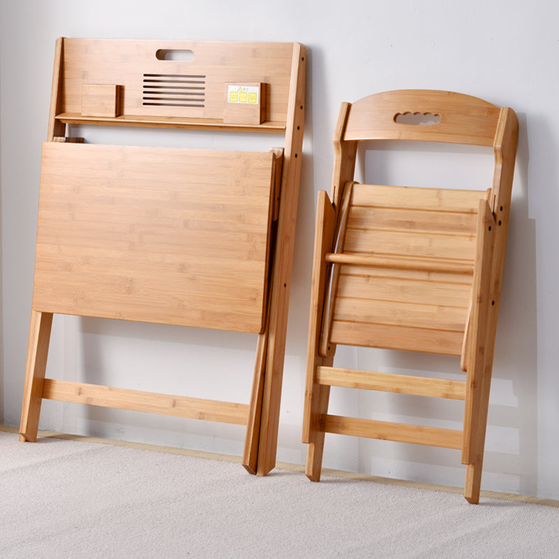 Student Table with with Kids Hutch in Natural Bamboo Foldable Desk