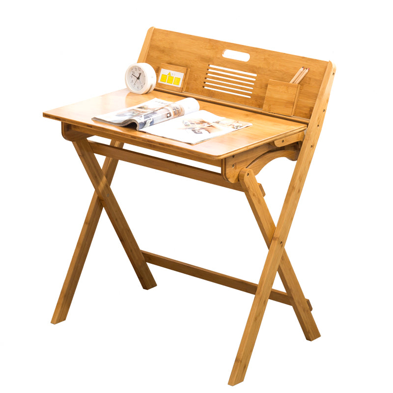 Student Table with with Kids Hutch in Natural Bamboo Foldable Desk