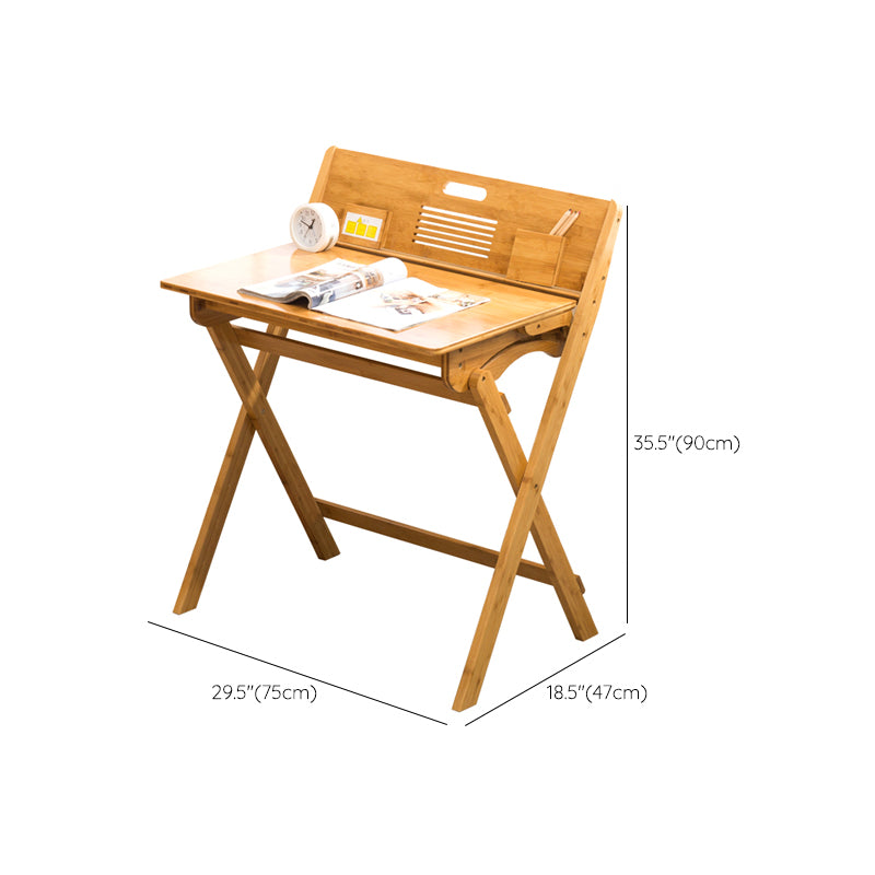 Student Table with with Kids Hutch in Natural Bamboo Foldable Desk