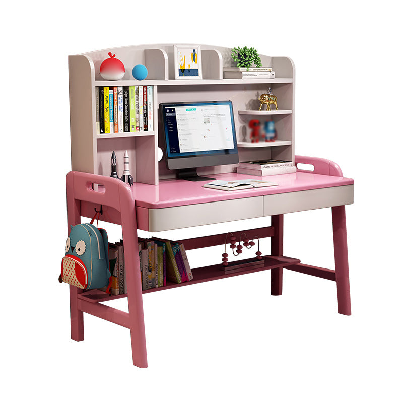 Solid Wood Study Desk with Storage Shelves Multifunctional Lifting Writing Desk