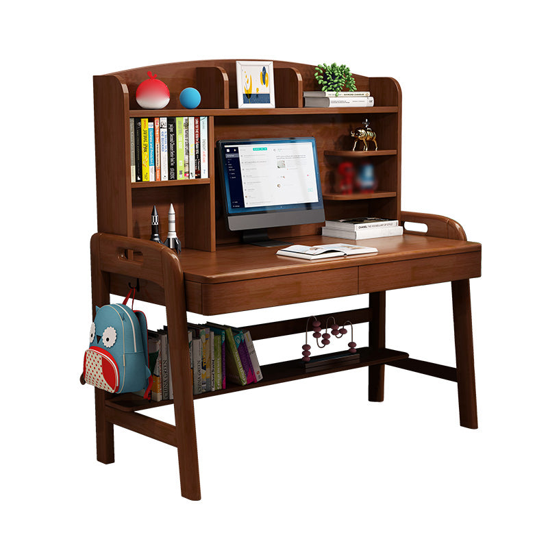 Solid Wood Study Desk with Storage Shelves Multifunctional Lifting Writing Desk