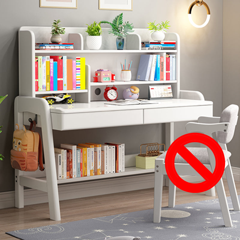 Solid Wood Study Desk with Bookshelf with Storage Drawer Home Multifunctional Lifting