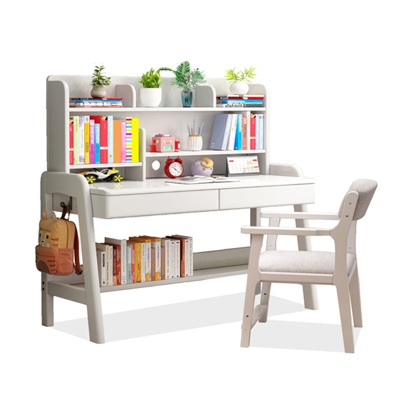 Solid Wood Study Desk with Bookshelf with Storage Drawer Home Multifunctional Lifting