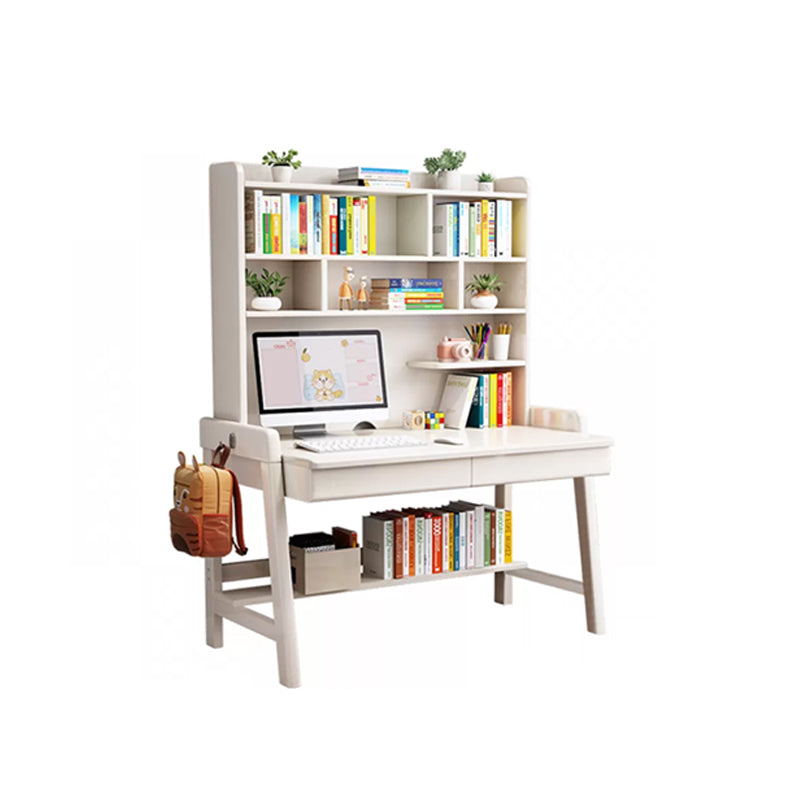 Wooden Desk and Chair Kids Writing Desk with Drawers 55.1" H Child Desk with Shelves