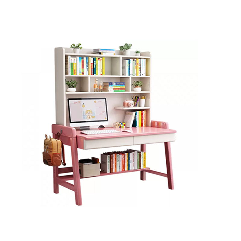 Wooden Desk and Chair Kids Writing Desk with Drawers 55.1" H Child Desk with Shelves