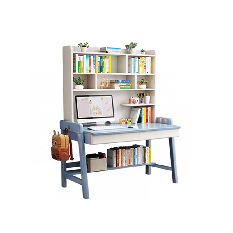 Wooden Desk and Chair Kids Writing Desk with Drawers 55.1" H Child Desk with Shelves