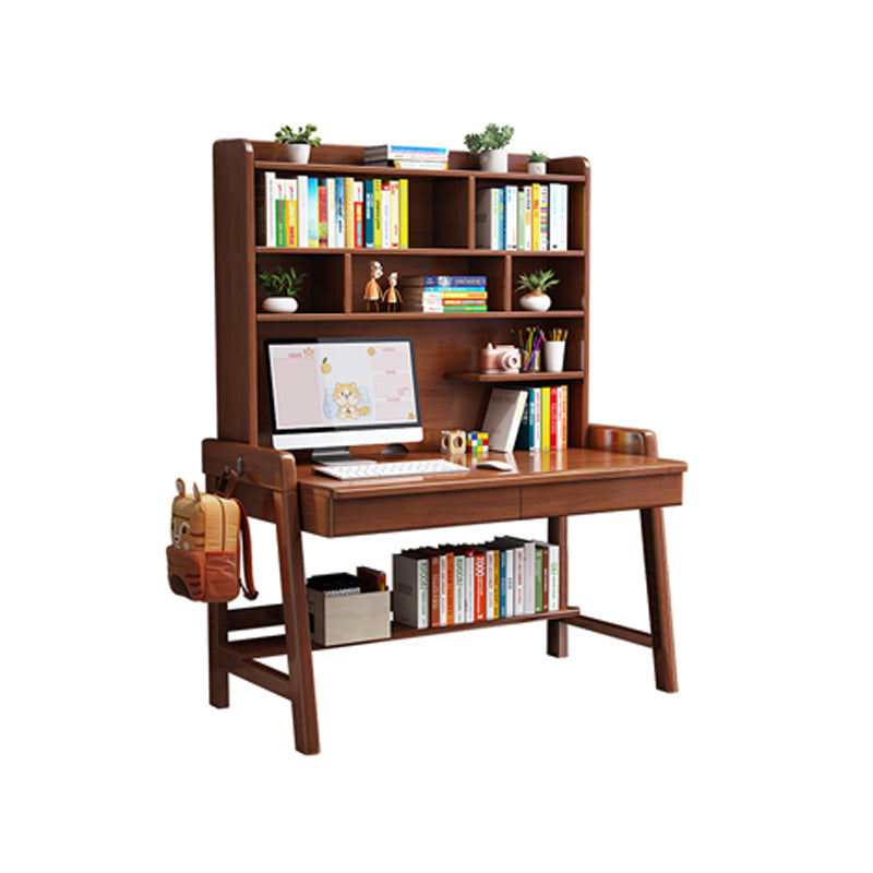 Wooden Desk and Chair Kids Writing Desk with Drawers 55.1" H Child Desk with Shelves