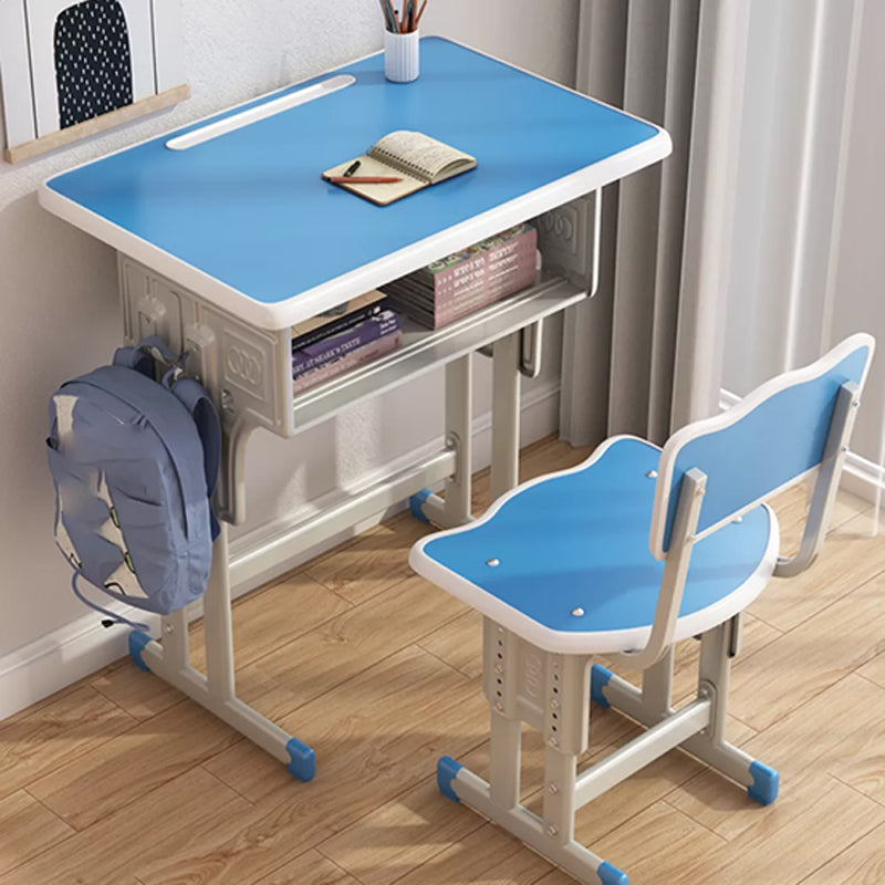 Contemporary Writing Desk with Shelf Desk and Chair Set in Wood