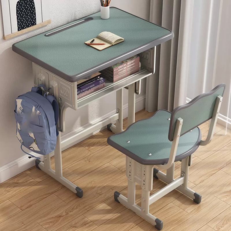 Contemporary Writing Desk with Shelf Desk and Chair Set in Wood