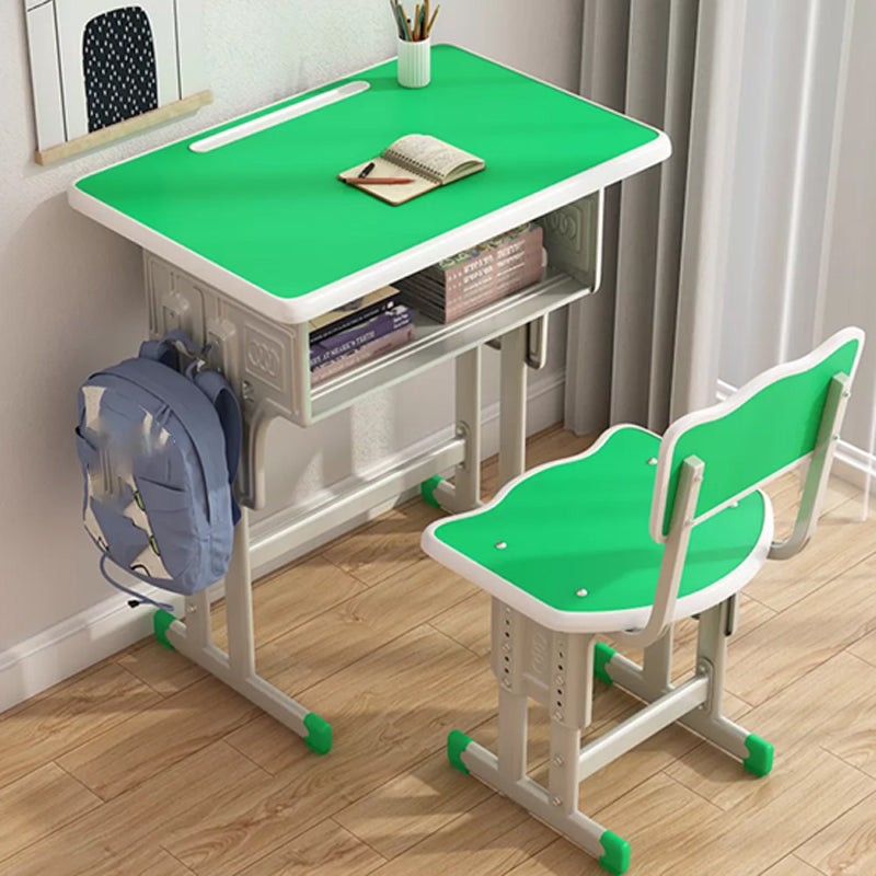 Contemporary Writing Desk with Shelf Desk and Chair Set in Wood