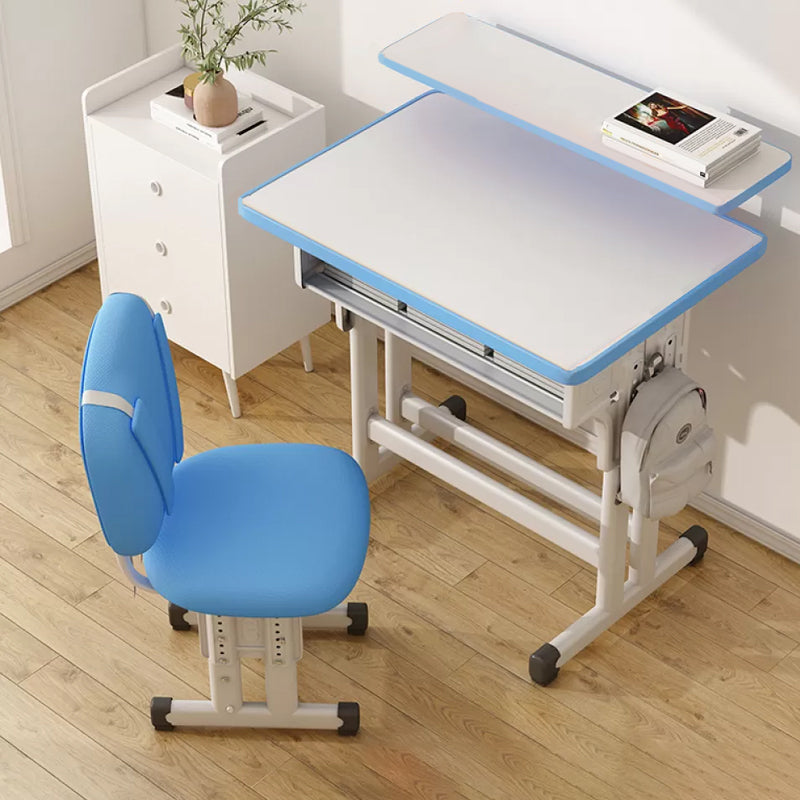 Contemporary Writing Desk with Shelf Desk and Chair Set in Wood