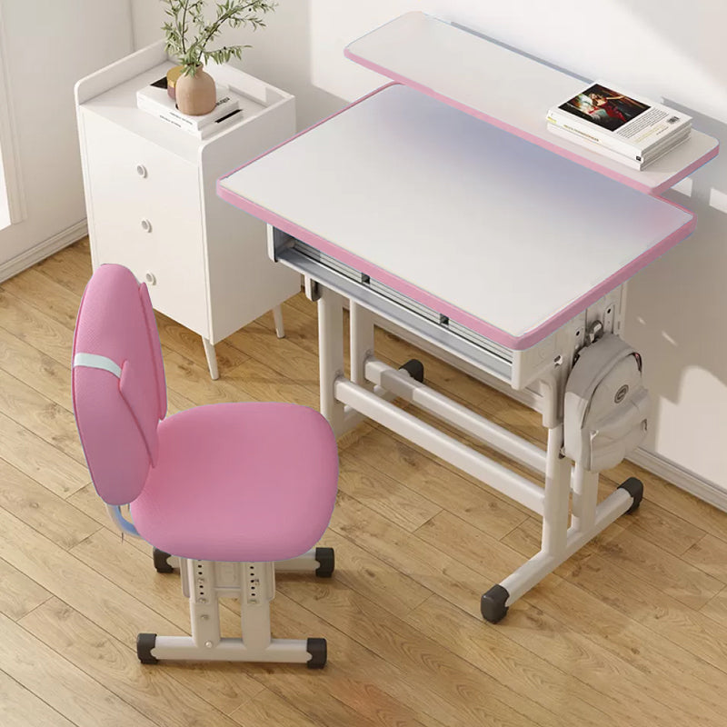 Contemporary Writing Desk with Shelf Desk and Chair Set in Wood