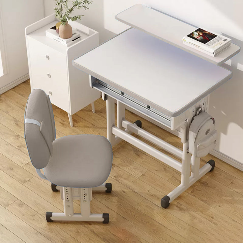 Contemporary Writing Desk with Shelf Desk and Chair Set in Wood