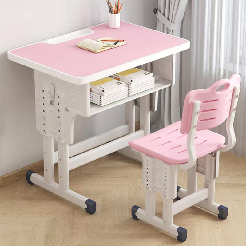 Contemporary Writing Desk with Shelf Desk and Chair Set in Wood