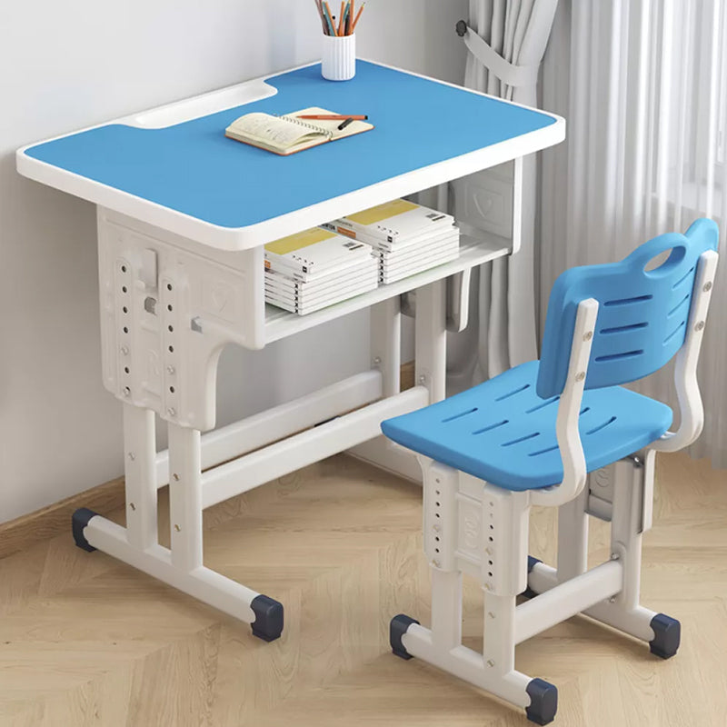 Contemporary Writing Desk with Shelf Desk and Chair Set in Wood