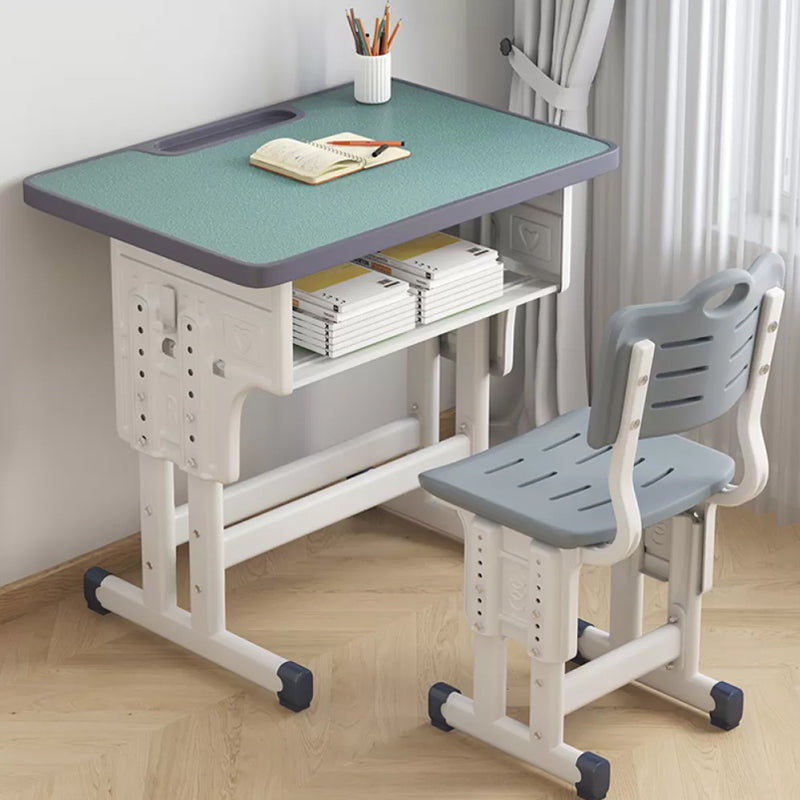 Contemporary Writing Desk with Shelf Desk and Chair Set in Wood