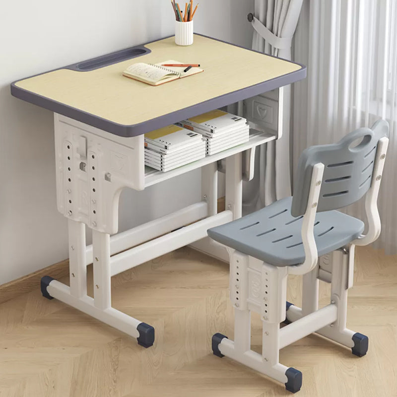 Contemporary Writing Desk with Shelf Desk and Chair Set in Wood