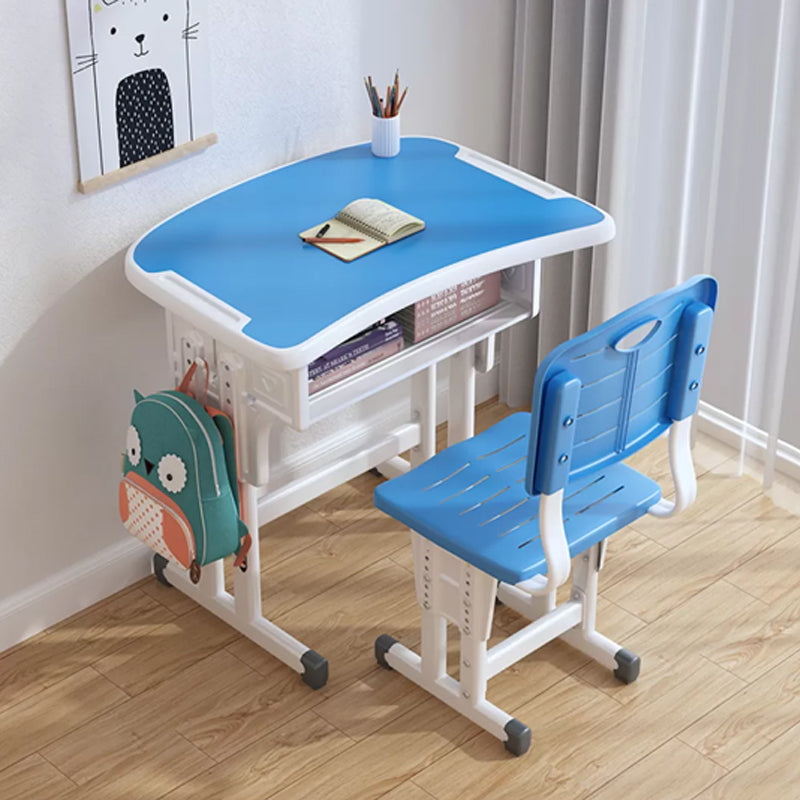 Contemporary Writing Desk with Shelf Desk and Chair Set in Wood