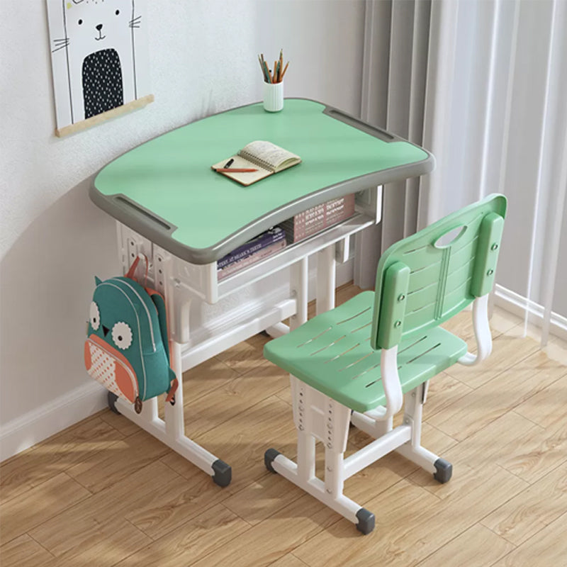 Contemporary Writing Desk with Shelf Desk and Chair Set in Wood