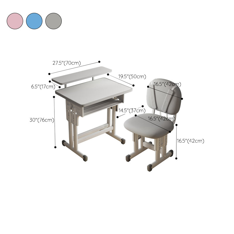 Contemporary Writing Desk with Shelf Desk and Chair Set in Wood