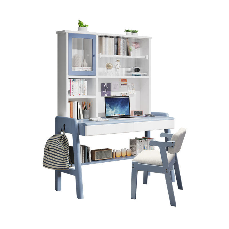 Adjustable Home Kids Desk 74" H Solid Wood Desk Kids Desk and Chair with Hutch