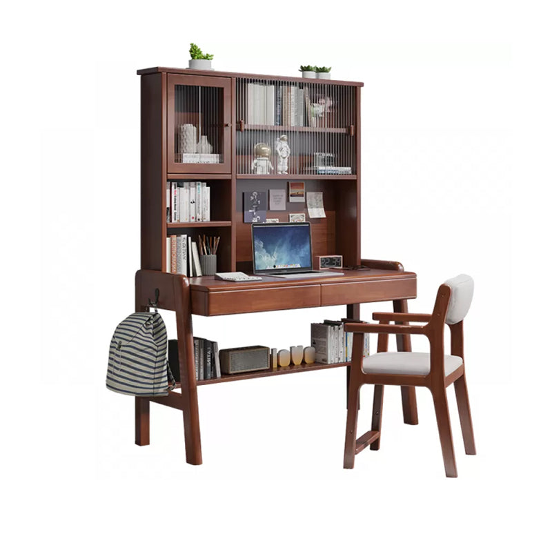 Adjustable Home Kids Desk 74" H Solid Wood Desk Kids Desk and Chair with Hutch