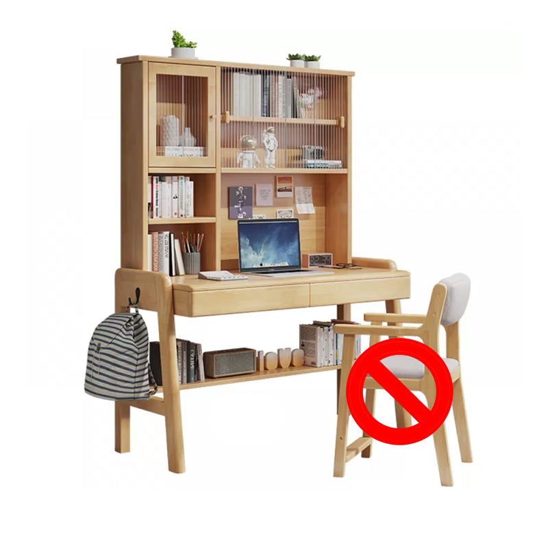 Adjustable Home Kids Desk 74" H Solid Wood Desk Kids Desk and Chair with Hutch