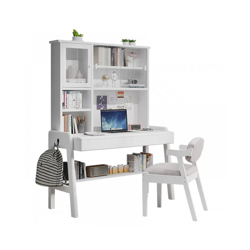 Adjustable Home Kids Desk 74" H Solid Wood Desk Kids Desk and Chair with Hutch