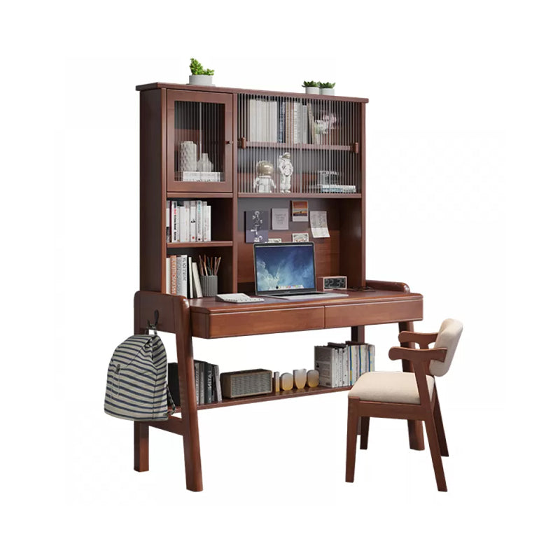 Adjustable Home Kids Desk 74" H Solid Wood Desk Kids Desk and Chair with Hutch