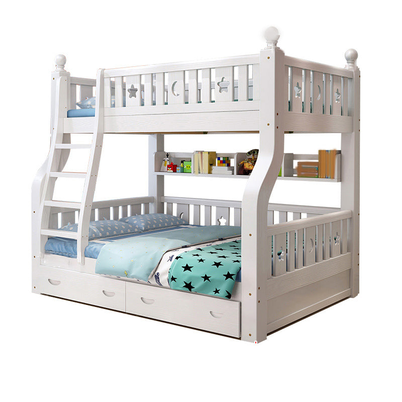 Contemporary Solid Wood Pine Slat Princess Standard Storage Bunk Bed