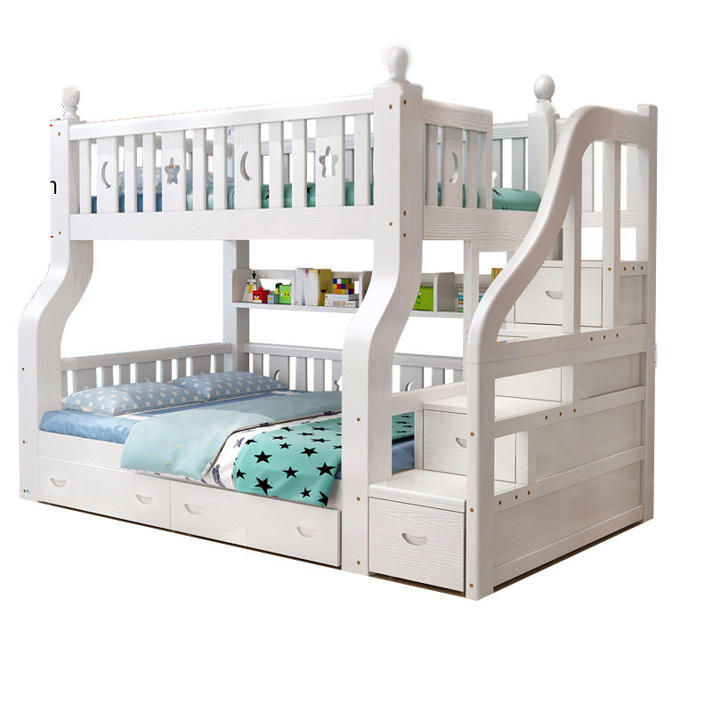 Contemporary Solid Wood Pine Slat Princess Standard Storage Bunk Bed