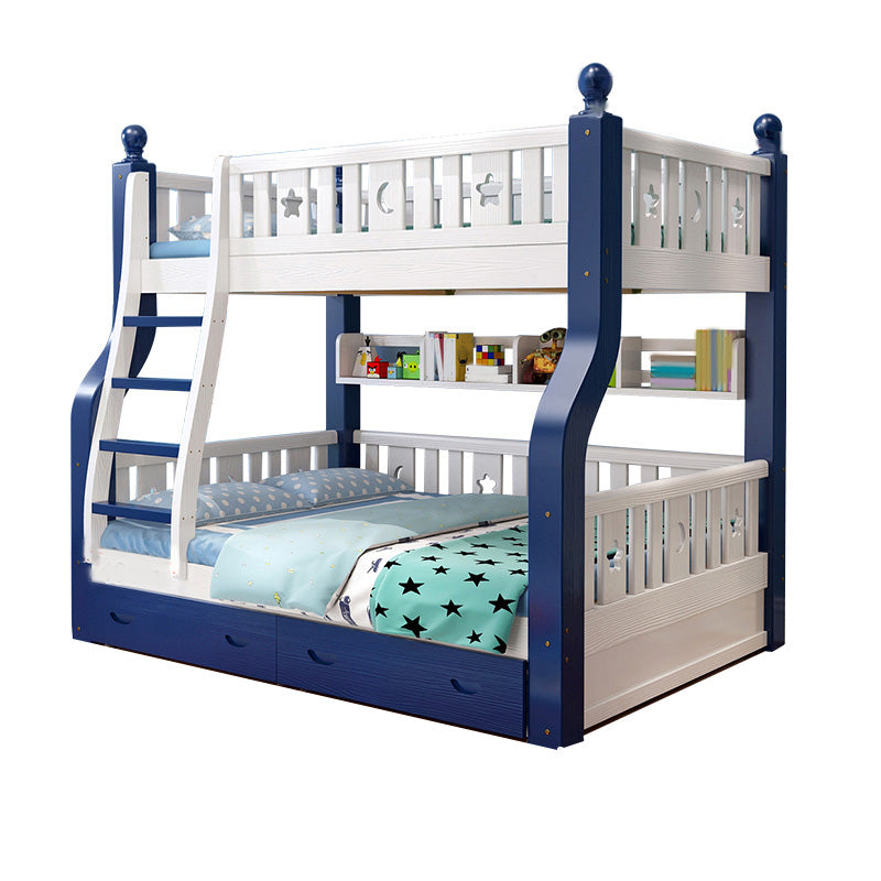 Contemporary Solid Wood Pine Slat Princess Standard Storage Bunk Bed