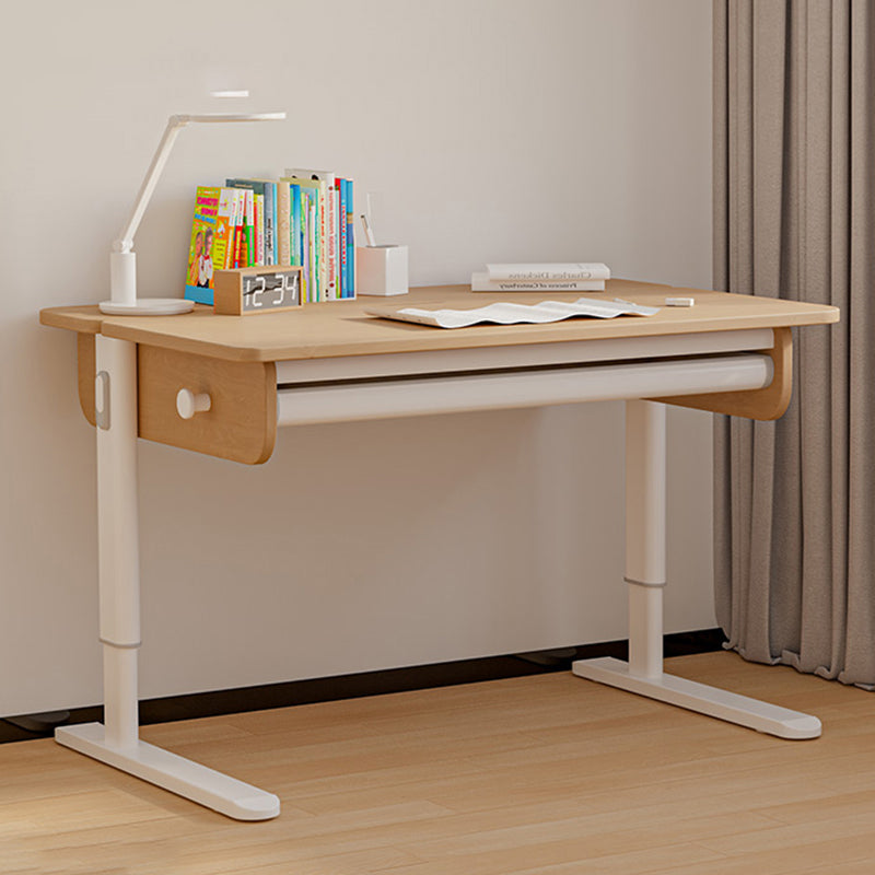 Contemporary Solid Wood Adjustable Study Desk in Metal Frame