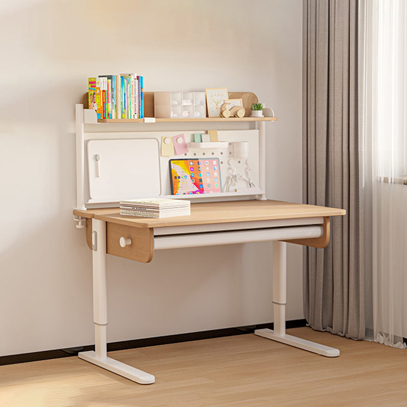 Contemporary Solid Wood Adjustable Study Desk in Metal Frame