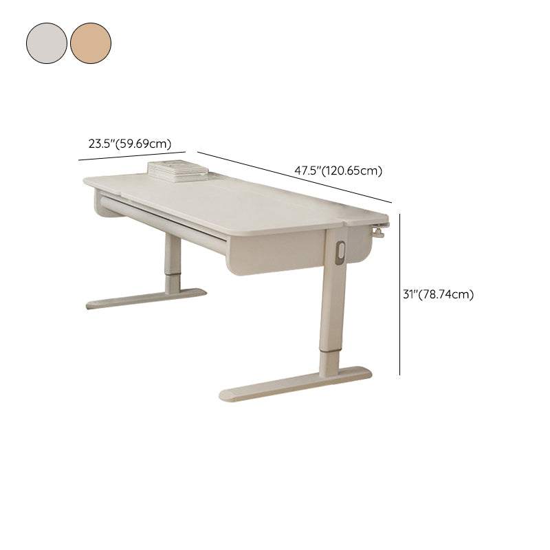 Contemporary Solid Wood Adjustable Study Desk in Metal Frame