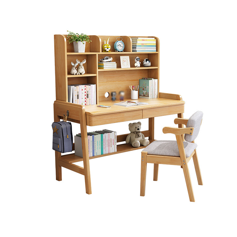 Solid Wood Study Desk Multifunctional Lifting Home Desk with Drawer Student Table