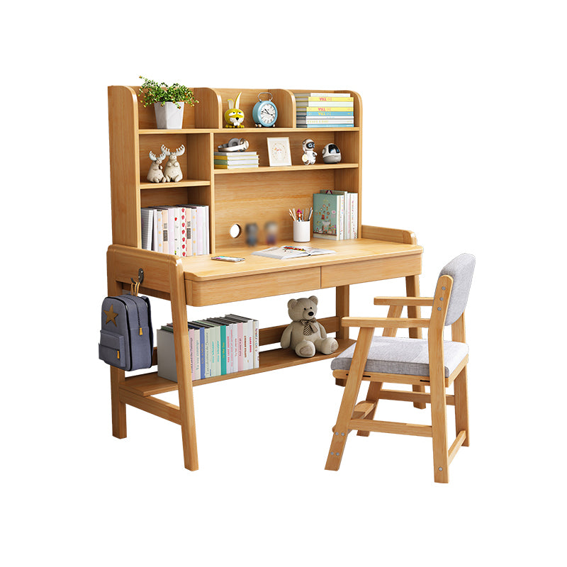 Solid Wood Study Desk Multifunctional Lifting Home Desk with Drawer Student Table