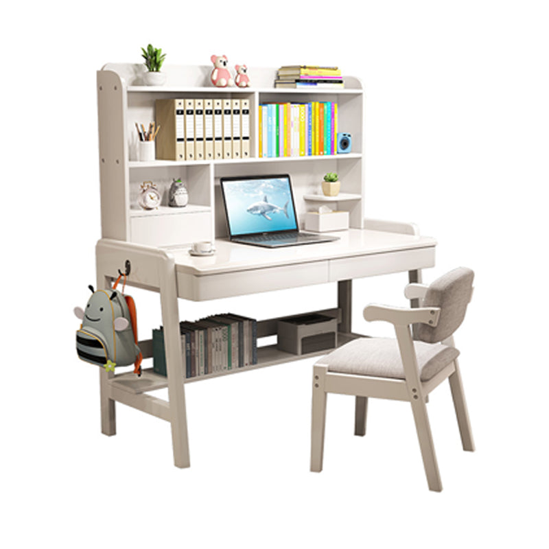 Solid Wood Study Desk Desk with Drawer with Storage Shelves Multifunctional Lifting