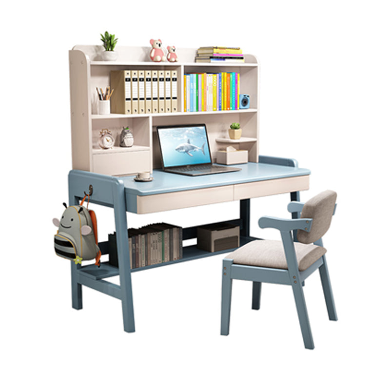 Solid Wood Study Desk Desk with Drawer with Storage Shelves Multifunctional Lifting