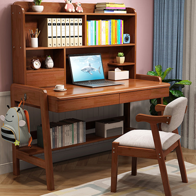 Solid Wood Study Desk Desk with Drawer with Storage Shelves Multifunctional Lifting