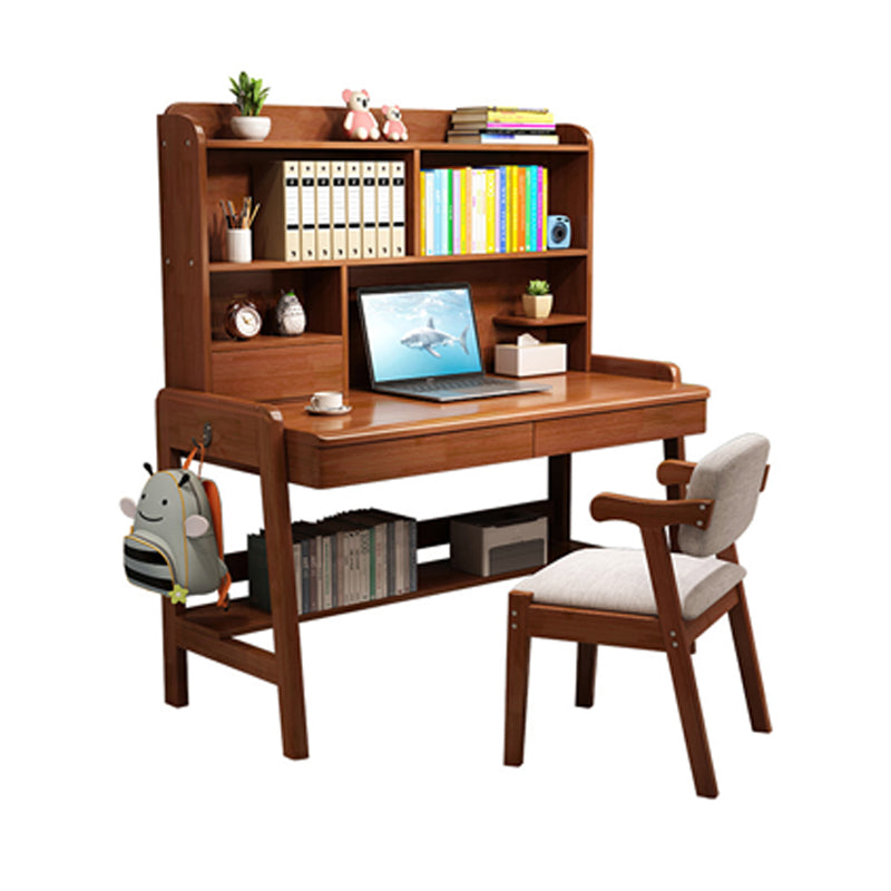 Solid Wood Study Desk Desk with Drawer with Storage Shelves Multifunctional Lifting