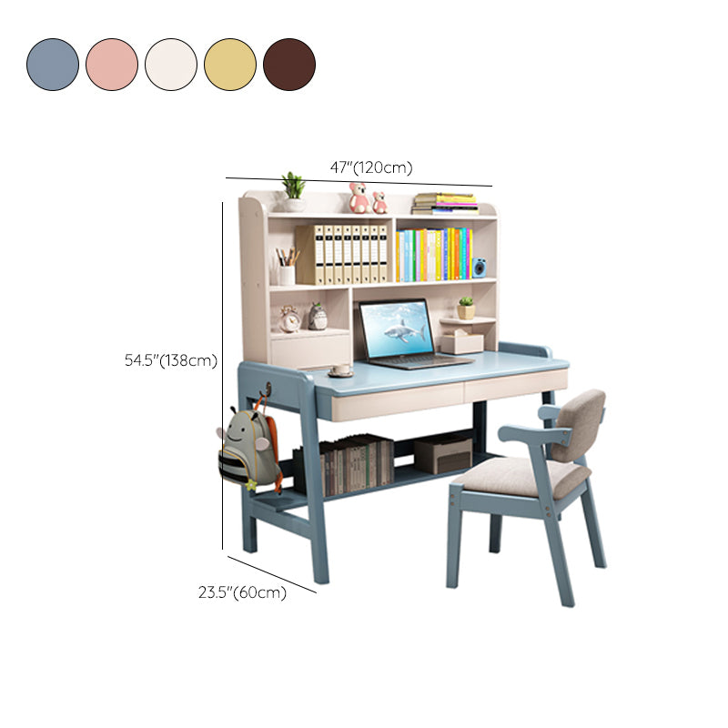 Solid Wood Study Desk Desk with Drawer with Storage Shelves Multifunctional Lifting