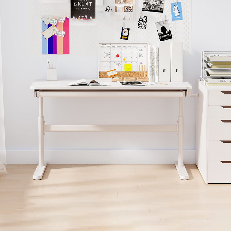 White Contemporary Adjustable Children's Desk in Solid Wood and Steel